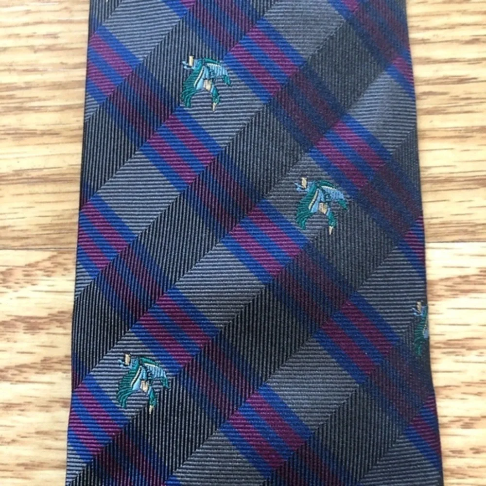 Club Room Silk Plaid with Mallard Drake Ducks Tie